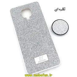 قاب گوشی Redmi Note 9s - Redmi Note 9 Pro شیائومی اکلیلی سواروسکی پاپ سوکت دار نقره ای کد 321