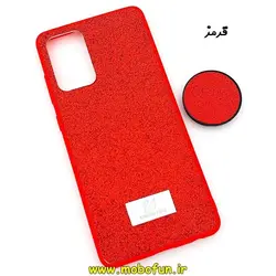 قاب گوشی Galaxy A72 4G - Galaxy A72 5G سامسونگ اکلیلی سواروسکی پاپ سوکت دار قرمز کد 133