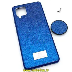 قاب گوشی Galaxy A42 سامسونگ اکلیلی سواروسکی پاپ سوکت دار آبی کد 142