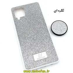 قاب گوشی Galaxy A42 سامسونگ اکلیلی سواروسکی پاپ سوکت دار نقره ای کد 138