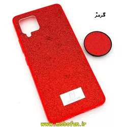 قاب گوشی Galaxy A42 سامسونگ اکلیلی سواروسکی پاپ سوکت دار قرمز کد 137