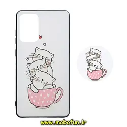 قاب گوشی Galaxy A72 سامسونگ فانتزی برجسته طرح گربه کوچولو پاپ سوکت دار کد 39