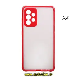 قاب گوشی Galaxy A52 سامسونگ طرح پشت شفاف دور ژله ای محافظ لنز دار قرمز کد 71