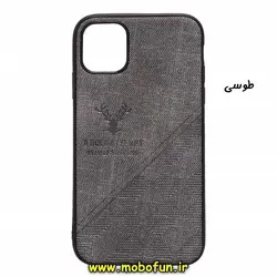 قاب گوشی Iphone 11 Pro Max آیفون طرح ژله ای پارچه ای گوزنی طوسی کد 58