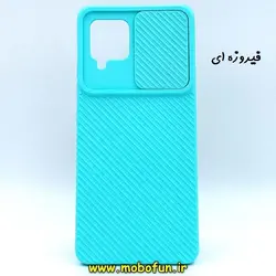 قاب گوشی Galaxy A42 سامسونگ سیلیکونی محافظ لنز دار کشویی فیروزه ای کد 30