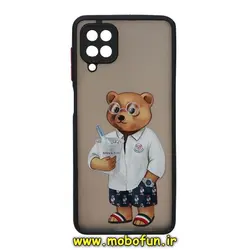 قاب گوشی Galaxy A12 سامسونگ طرح پشت مات محافظ لنز دار طرح دار خرسی تدی TEDi مشکی کد 934