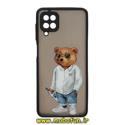 قاب گوشی Galaxy A12 سامسونگ طرح پشت مات محافظ لنز دار طرح دار خرسی تدی TEDi مشکی کد 933