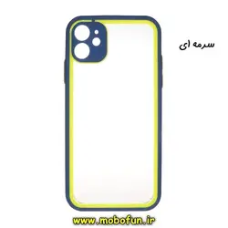 قاب گوشی iPhone 11 آیفون طرح پشت طلق شفاف محافظ لنز دار دور سیلیکونی رنگی سرمه ای کد 291