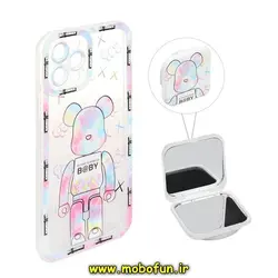 قاب گوشی iPhone 12 Pro آیفون ژله ای شفاف فانتزی طرح ربات خرسی BABY پاپ سوکت دار آینه ای محافظ لنز دار کد 318