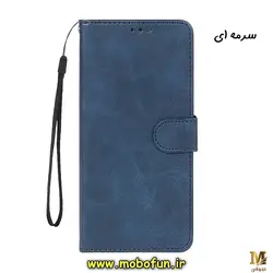 کیف گوشی Galaxy A53 5G سامسونگ مگنتی طرح چرم کتابی محافظ لنزدار سرمه ای کد 232