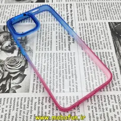 قاب گوشی Redmi A1 شیائومی اورجینال متال کیس Metal طرح پشت طلق شفاف دور سیلیکونی دو رنگ آبی قرمز کد 5