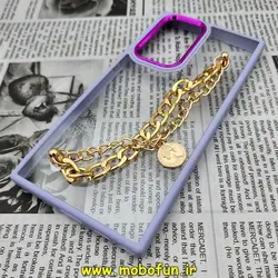 قاب گوشی Galaxy S22 Ultra سامسونگ اورجینال متال کیس Metal طرح پشت طلق شفاف دور سیلیکونی دستبندی کارتیر یاسی طلایی کد 142