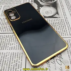 قاب گوشی Galaxy M52 5G سامسونگ طرح ژله ای مای کیس گلد لاین دور طلایی محافظ لنز دار مشکی کد 5