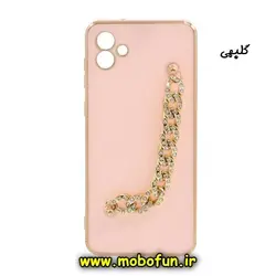 قاب گوشی Galaxy A04 سامسونگ طرح مای کیس گلد لاین لاکچری دستبندی کارتیر نگینی محافظ لنز دار گلبهی کد 10