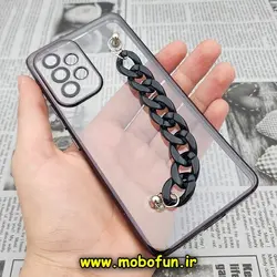 قاب گوشی Galaxy A53 5G سامسونگ طرح الکتروپلیتینگ ژله ای شفاف اورجینال دستبندی کارتیر محافظ لنز دار مشکی کد 386