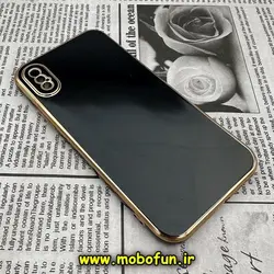 قاب گوشی iPhone X - iPhone XS آیفون طرح ژله ای مای کیس گلد لاین دور طلایی محافظ لنز دار مشکی کد 399
