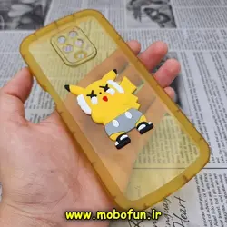 قاب گوشی Redmi Note 9S - Redmi Note 9 Pro شیائومی طرح ژله ای شفاف بالشتی سه بعدی دیجیمون ها پیکاچو محافظ لنز دار زرد کد 724