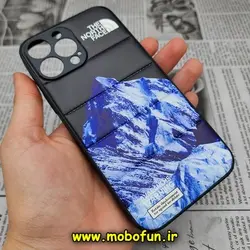 قاب گوشی iPhone 13 Pro Max آیفون طرح دار پافر چرمی محافظ لنز دار کوه یخی کد 403