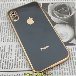 قاب گوشی iPhone X - iPhone XS آیفون طرح ژله ای مای کیس گلد لاین دور طلایی محافظ لنز دار مشکی کد 258