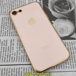 قاب گوشی iPhone 7 - iPhone 8 - iPhone SE 2020 آیفون طرح ژله ای مای کیس گلد لاین دور طلایی محافظ لنز دار گلبهی کد 273