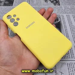 قاب گوشی Galaxy A13 4G سامسونگ سیلیکونی اورجینال پاک کنی درجه یک زیربسته زرد محافظ لنز دار کد 465