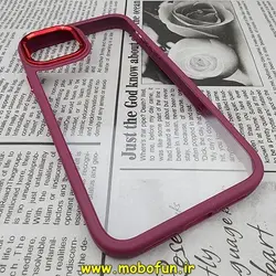 قاب گوشی iPhone 11 آیفون اورجینال متال کیس Metal طرح پشت طلق شفاف دور سیلیکونی زرشکی کد 349