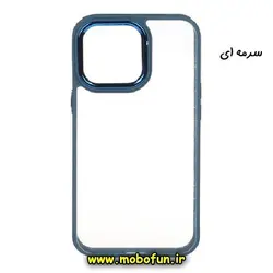 قاب گوشی iPhone 13 Pro Max آیفون اورجینال متال کیس Metal طرح پشت طلق شفاف دور سیلیکونی سرمه ای کد 260