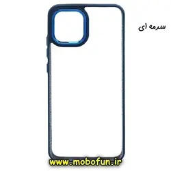 قاب گوشی Galaxy A03 2022 سامسونگ اورجینال متال کیس Metal طرح پشت طلق شفاف دور سیلیکونی سرمه ای کد 72