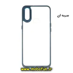قاب گوشی Galaxy A20 - Galaxy A30 سامسونگ اورجینال متال کیس Metal طرح پشت طلق شفاف دور سیلیکونی سرمه ای کد 443