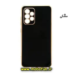 قاب گوشی Galaxy A33 5G سامسونگ طرح ژله ای مای کیس گلد لاین دور طلایی محافظ لنز دار مشکی کد 350