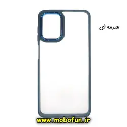 قاب گوشی Galaxy M53 5G سامسونگ اورجینال متال کیس Metal طرح پشت طلق شفاف دور سیلیکونی سرمه ای کد 15