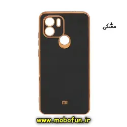 قاب گوشی Redmi A1 Plus شیائومی طرح ژله ای مای کیس گلد لاین دور طلایی محافظ لنز دار مشکی کد 24