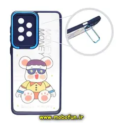 قاب گوشی Galaxy A73 5G سامسونگ متال کیس Metal طرح دار فانتزی تدی TEDi پشت طلق شفاف شیشه ای محافظ لنزدار استنددار سرمه ای کد 447