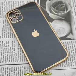 قاب گوشی iPhone 11 آیفون طرح ژله ای مای کیس گلد لاین دور طلایی محافظ لنز دار مشکی کد 187