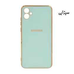 قاب گوشی Galaxy A04E سامسونگ طرح ژله ای مای کیس گلد لاین دور طلایی محافظ لنز دار سبزآبی کد 2