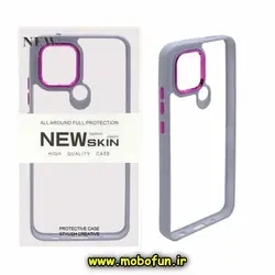 قاب گوشی Redmi A1 Plus شیائومی نیو اسکین NEW SKIN اورجینال متال کیس Metal طرح پشت طلق شفاف دور سیلیکونی یاسی کد 35