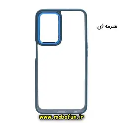 قاب گوشی Redmi Note 10 Pro 4G - Redmi Note 10 Pro Max شیائومی نیو اسکین NEW SKIN اورجینال متال کیس Metal طرح پشت طلق شفاف دور سیلیکونی سرمه ای کد 456