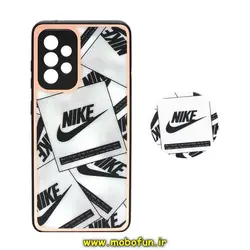 قاب گوشی Galaxy A52 4G - Galaxy A52 5G - Galaxy A52S سامسونگ پشت گلس سرامیکی طلاکوب نایکی NIKE پاپ سوکت دار محافظ لنزدار کد 991