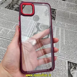 قاب گوشی Redmi 10A - Redmi 9C شیائومی اورجینال متال کیس Metal طرح پشت طلق شفاف دور سیلیکونی زرشکی کد 259