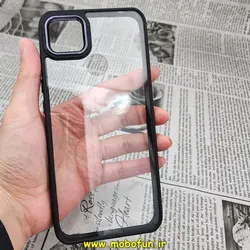 قاب گوشی Redmi 10A - Redmi 9C شیائومی اورجینال متال کیس Metal طرح پشت طلق شفاف دور سیلیکونی مشکی کد 256