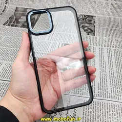 قاب گوشی iPhone 11 Pro Max آیفون طرح پشت طلق شیشه ای شفاف دور سیلیکونی اورجینال فلزی آلومینیومی متال کیس Metal Case مشکی کد 480