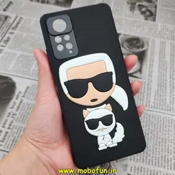قاب گوشی Redmi Note 11 Pro 4G Global - Redmi Note 11 Pro 5G Global شیائومی شیائومی طرح کارل لاجرفلد KARL LAGERFELD سیلیکونی سخت Hard سه بعدی برجسته محافظ لنز دار مشکی کد 427