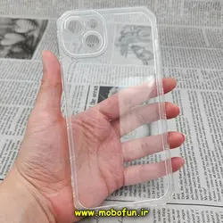 قاب گوشی iPhone 14 آیفون طرح ژله ای شفاف بی رنگ ایربگ دار کپسولی محافظ لنز دار کد 66