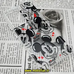 قاب گوشی Galaxy S21 Ultra سامسونگ طرح پشت طلق پرینت برجسته دکمه کرومی میکی موس کد 275