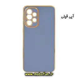 قاب گوشی Galaxy A33 5G سامسونگ طرح ژله ای مای کیس گلد لاین دور طلایی محافظ لنز دار آبی فیلی کد 398