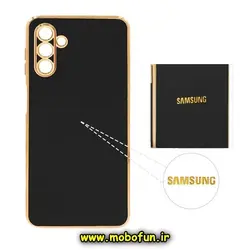 قاب گوشی Galaxy A04S سامسونگ طرح ژله ای مای کیس گلد لاین دور طلایی محافظ لنز دار مشکی کد 100