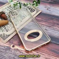 قاب گوشی Galaxy A12 سامسونگ طرح الکتروپلیتینگ مگ سیف ژله ای شفاف اورجینال یونیک کیس Unique Case محافظ لنز دار طلایی کد 1092