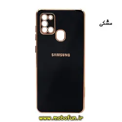 قاب گوشی Galaxy A21S سامسونگ طرح ژله ای مای کیس گلد لاین دور طلایی محافظ لنز دار مشکی کد 350