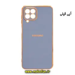 قاب گوشی Galaxy M53 5G سامسونگ طرح ژله ای مای کیس گلد لاین دور طلایی محافظ لنز دار آبی فیلی کد 28