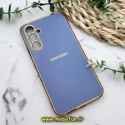 قاب گوشی Galaxy A54 5G سامسونگ طرح ژله ای مای کیس گلد لاین دور طلایی محافظ لنز دار آبی فیلی کد 79